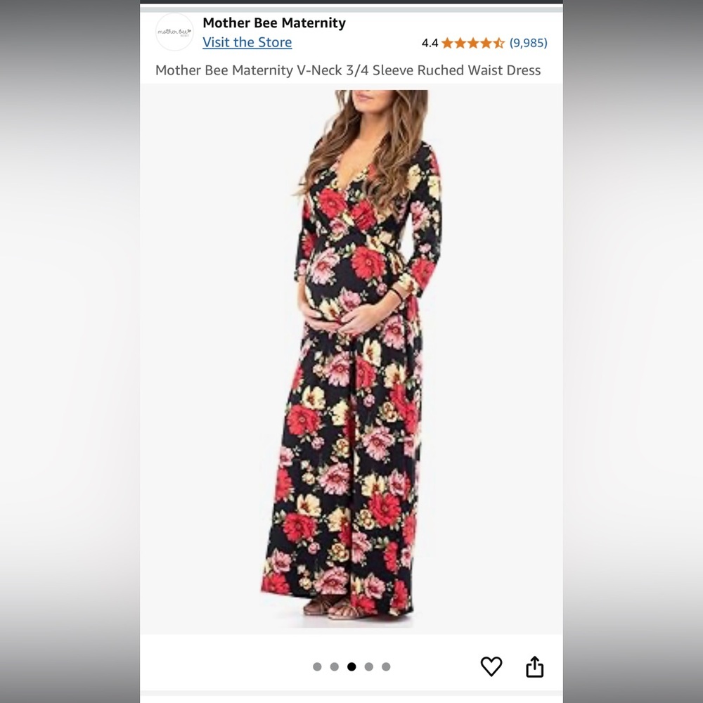 Mother Bee Maternity Floral Maxi Dress - Black and Red - Medium